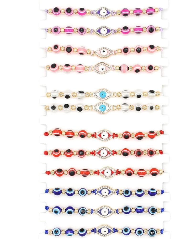 12Pcs Evil Eye Bracelets Set for Women Men Teen Girls Boys Handmade Braided Colorful String Bracelets Gift for Protection Fri...