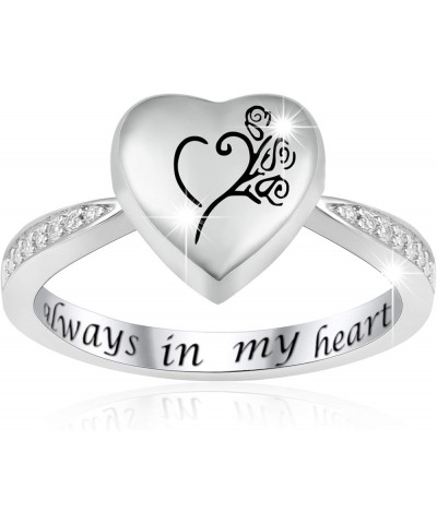 Silver Ashes Urn Ring Memorial Jewelry Rose Flower/Wing/Paw S925 Sterling Ring Holder Engraved Forever Always in My Heart Fun...