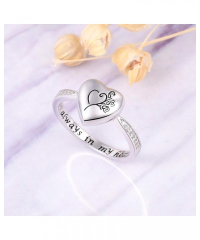 Silver Ashes Urn Ring Memorial Jewelry Rose Flower/Wing/Paw S925 Sterling Ring Holder Engraved Forever Always in My Heart Fun...