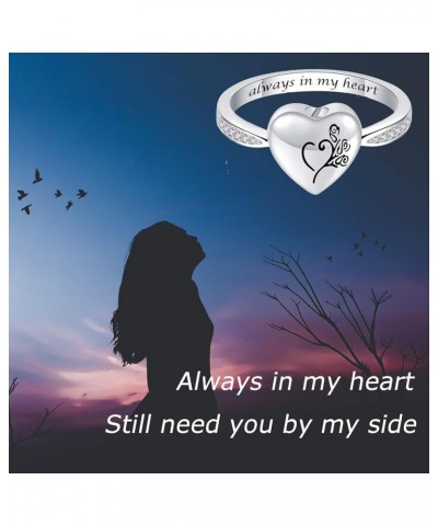 Silver Ashes Urn Ring Memorial Jewelry Rose Flower/Wing/Paw S925 Sterling Ring Holder Engraved Forever Always in My Heart Fun...