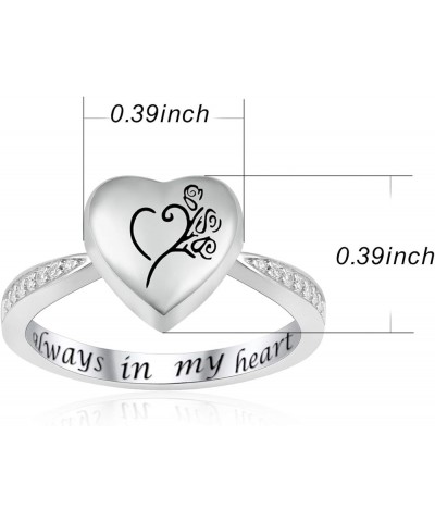 Silver Ashes Urn Ring Memorial Jewelry Rose Flower/Wing/Paw S925 Sterling Ring Holder Engraved Forever Always in My Heart Fun...