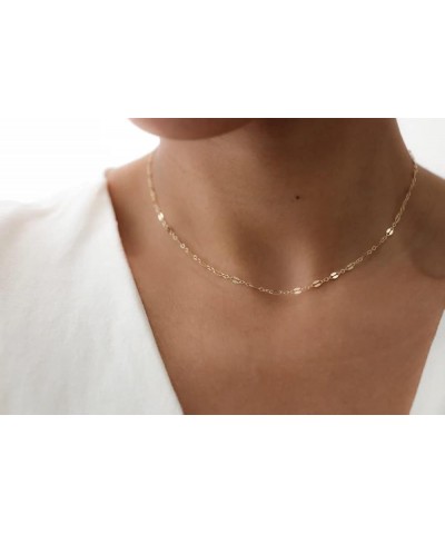 Danity Gold Necklace for Women 14K Gold Plated Satellite Necklaces Gold Link Chain Necklace Tiny Dot Bar Necklace Simple Ever...