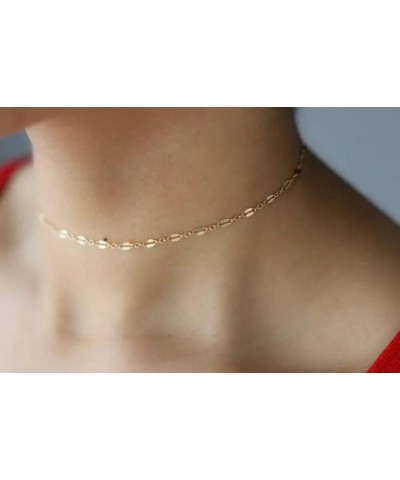 Danity Gold Necklace for Women 14K Gold Plated Satellite Necklaces Gold Link Chain Necklace Tiny Dot Bar Necklace Simple Ever...