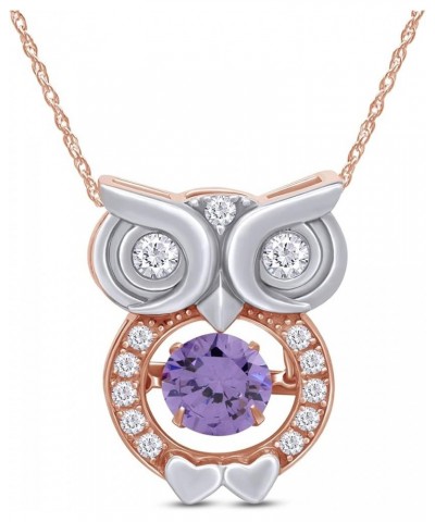 Owl Two Tone Pendant Necklace 14k Gold Over Sterling Silver Rose Gold Over : Simulated Alexandrite $26.40 Necklaces