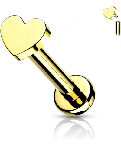 16GA (1.2mm) L. 5/16" (8mm) Heart Top Labret Stud Implant Grade Titanium Internally Threaded Gold $9.51 Body Jewelry