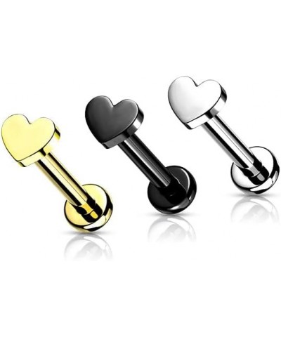 16GA (1.2mm) L. 5/16" (8mm) Heart Top Labret Stud Implant Grade Titanium Internally Threaded Gold $9.51 Body Jewelry