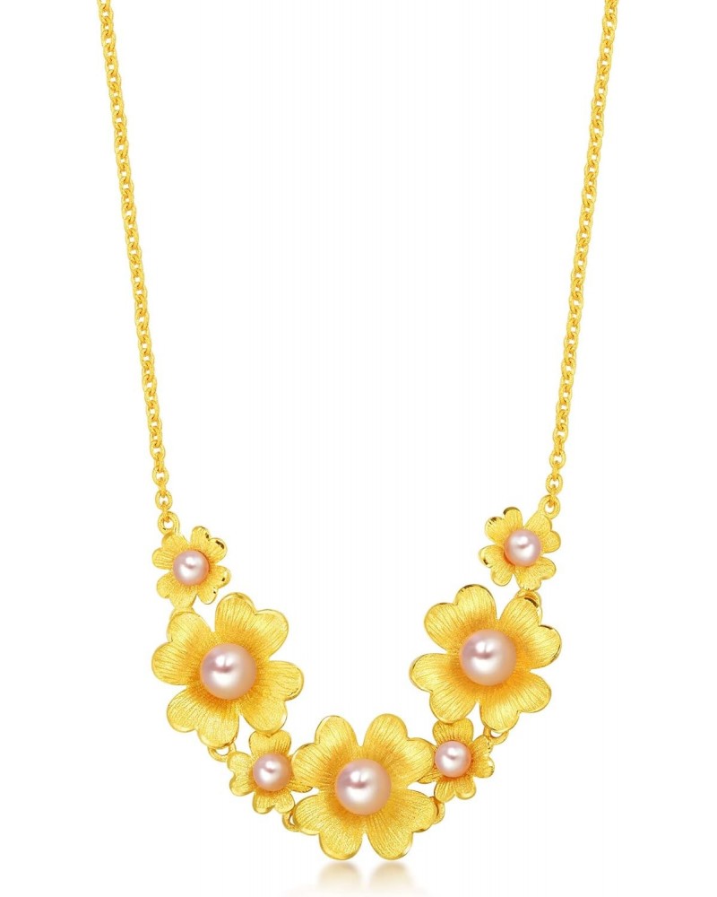 999.9 24K Gold Floral Four-Leaf Clover with Pearls Necklace for Women and Wedding Occasion 89000N | 18.5 Inches, (47 CM) $745...