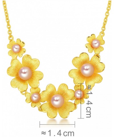 999.9 24K Gold Floral Four-Leaf Clover with Pearls Necklace for Women and Wedding Occasion 89000N | 18.5 Inches, (47 CM) $745...