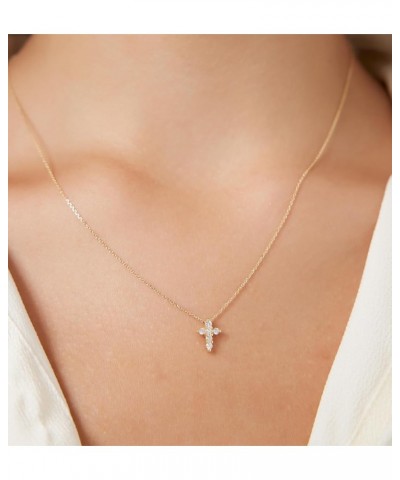 Cross Necklace for Women，Dainty Gold Necklace 14k Gold Plated Small Cross Pendant Choker Necklaces Simple Gold Cross Necklace...