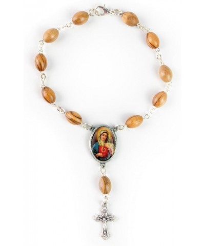 Olive Wood Car Rosary For Rearview Mirror From The Holy Land Of Bethlehem - Auto Rosary With Immaculate Heart Medal & Crucifi...