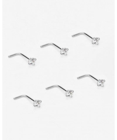 6PCS Surgical Steel/Titanium Nose Studs for Women Nostril Piercing Jewelry 22g / 20g / 18g 3mm CZ/L-shape/20g/Silver Surgical...