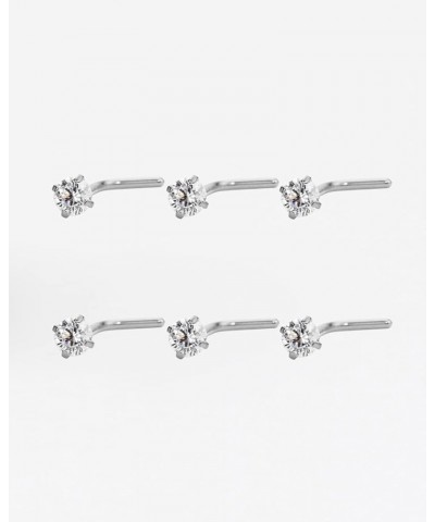 6PCS Surgical Steel/Titanium Nose Studs for Women Nostril Piercing Jewelry 22g / 20g / 18g 3mm CZ/L-shape/20g/Silver Surgical...