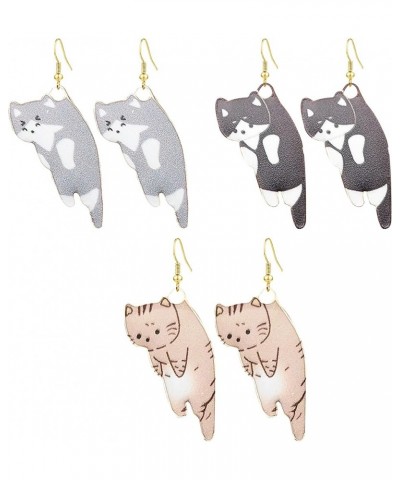 4 Pairs Dangling Cat Earrings Balloon Dog Resin Earrings Cute Puppy Cat Drop Earrings Funny Cartoon Kitten And dog Dangle Ear...