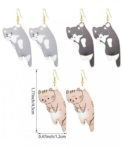 4 Pairs Dangling Cat Earrings Balloon Dog Resin Earrings Cute Puppy Cat Drop Earrings Funny Cartoon Kitten And dog Dangle Ear...