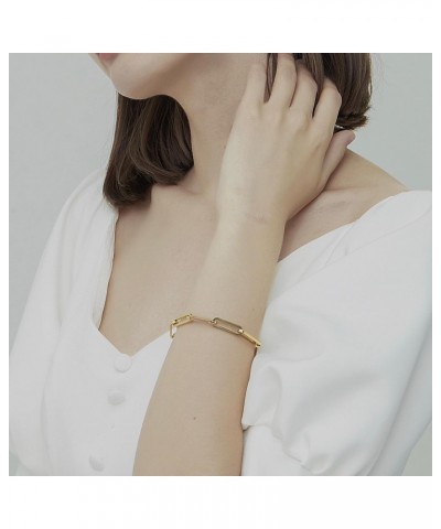 18K Gold Plated Thick Paperclip Chain Bracelet for Women/Men $20.64 Bracelets