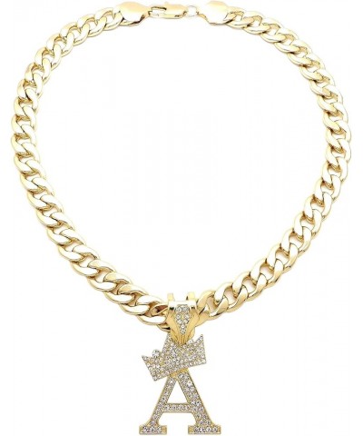 ICED Out Alphabet Letter Pendant & 11mm/20 Cuban Chain Gold Plated Necklaces RC3399G A $13.72 Necklaces