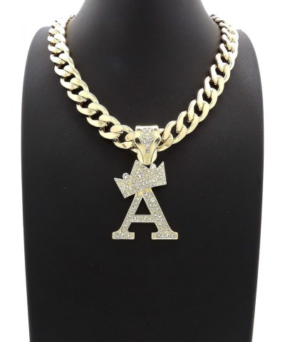 ICED Out Alphabet Letter Pendant & 11mm/20 Cuban Chain Gold Plated Necklaces RC3399G A $13.72 Necklaces