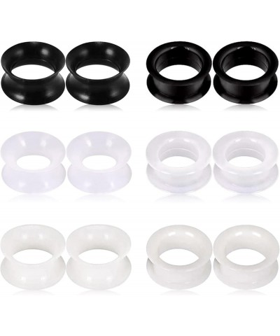 12PCS Silicone Ear Gauges Plugs Black Clear White Ear Tunnels Flexible Ear Stretchers Expanders Ear Piercing Jewelry for Wome...