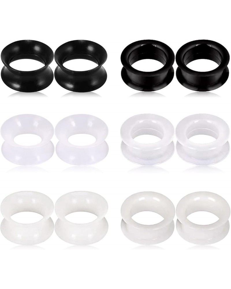 12PCS Silicone Ear Gauges Plugs Black Clear White Ear Tunnels Flexible Ear Stretchers Expanders Ear Piercing Jewelry for Wome...