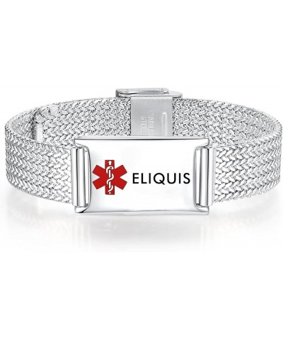 Medical Alert Bracelets for Men & Women Adjustable Stainless Steel Mesh Medical ID Bracelets Silver eliquis $11.43 Bracelets