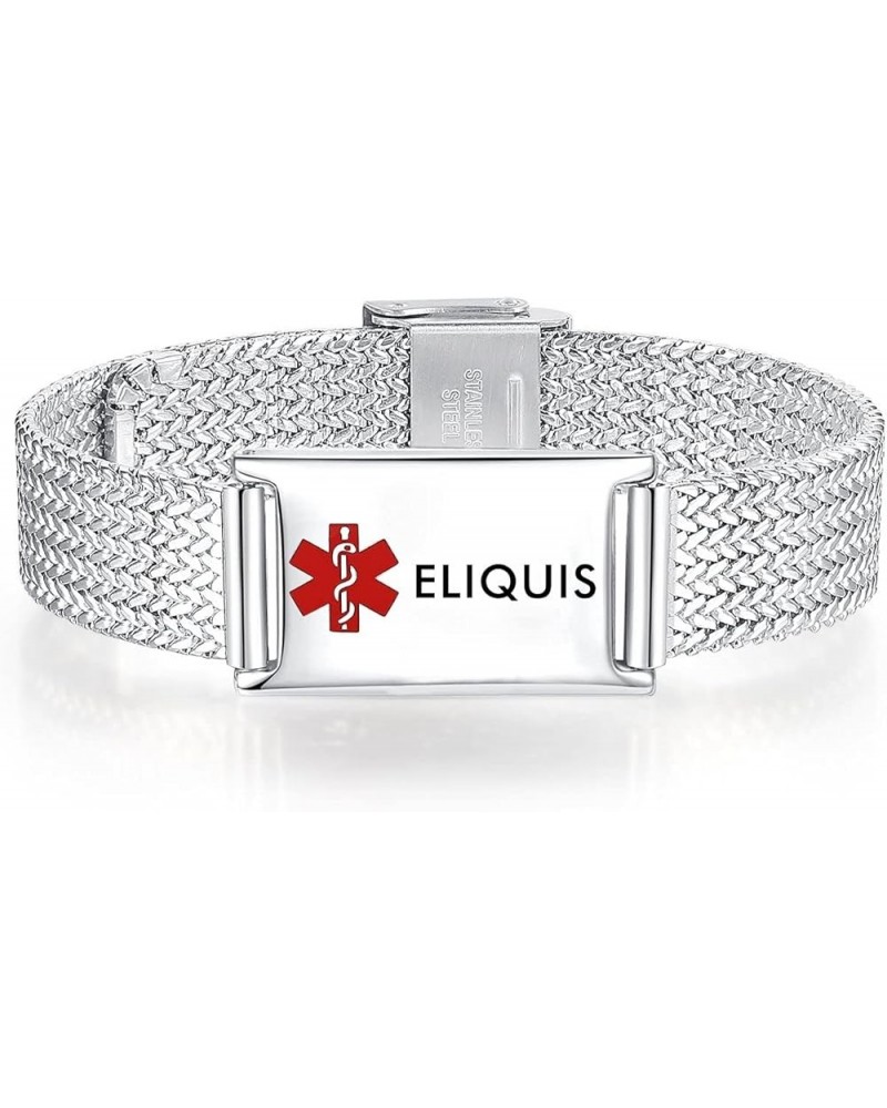 Medical Alert Bracelets for Men & Women Adjustable Stainless Steel Mesh Medical ID Bracelets Silver eliquis $11.43 Bracelets