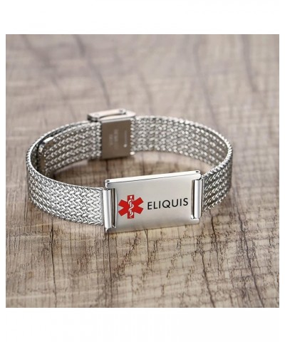 Medical Alert Bracelets for Men & Women Adjustable Stainless Steel Mesh Medical ID Bracelets Silver eliquis $11.43 Bracelets