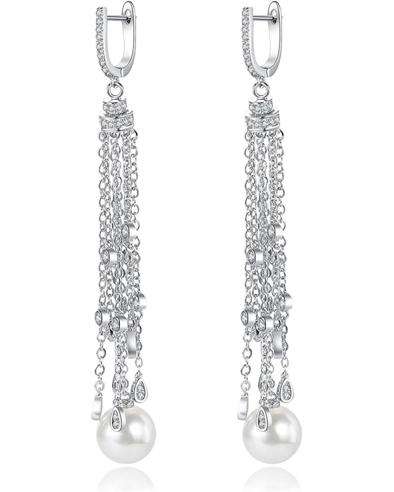 Long Earrings for Women | Wedding Earrings for Women | Cubic Zirconia Dangling Earrings for Women | Rhinestone Long Tassel We...