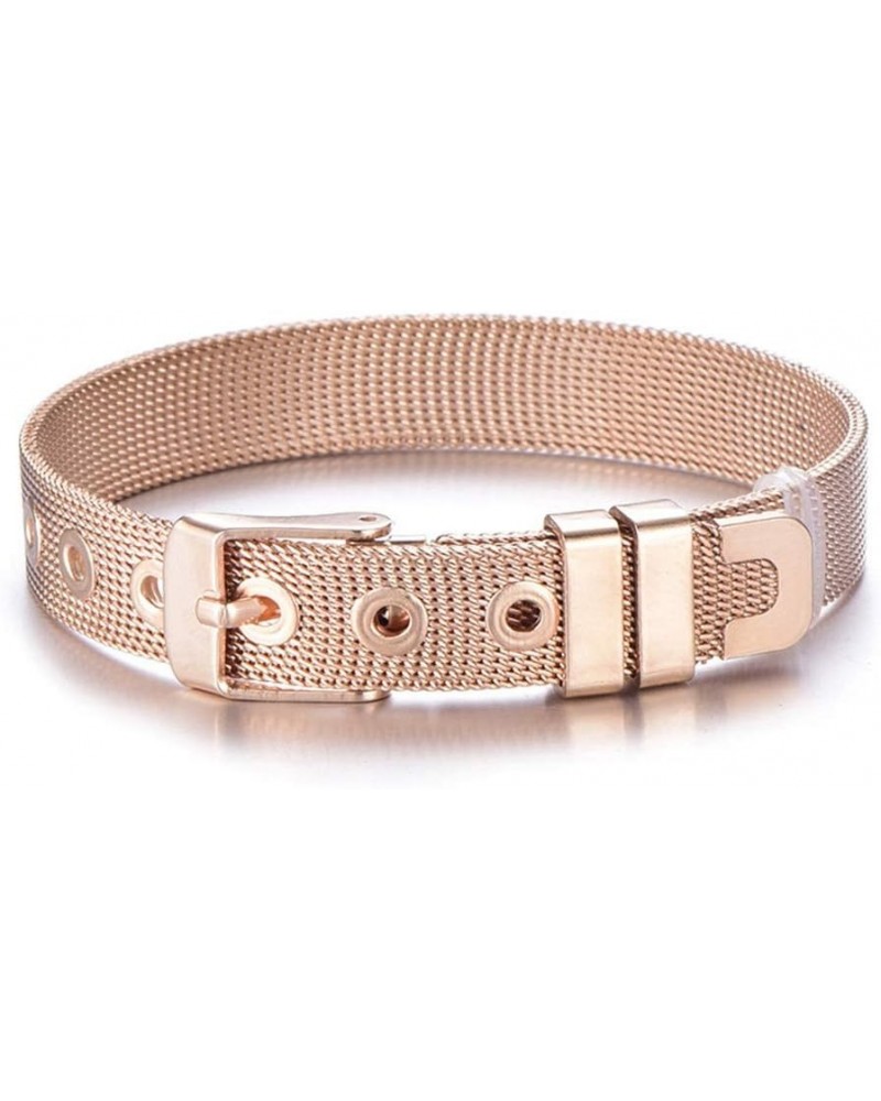 Men's Women's Adjustable Wrist Band Link Bracelet Belt Buckle 18K Gold Rose Gold High Polished Stainless Steel Rose Gold $10....