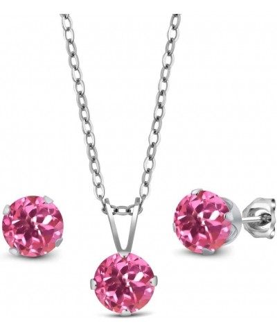 3.00 Ct Pink Mystic Topaz 925 Sterling Silver Pendant and Earrings Jewelry Set With Chain $18.92 Jewelry Sets