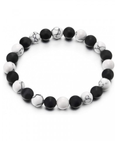 Mens Womens 8 MM Black White Marble Gem Stone Beads Bracelet, Stretchable $9.34 Bracelets