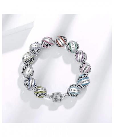 Birthstone Charms for Charms Bracelet 925 Sterling Silver Bead Openwork Charms Fit Pandora Charms Bracelet, Fit Women Wife Mo...