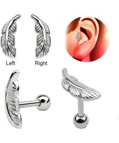 316L Surgical Steel Ear Cartilage Helix Tragus Earring Right or Left Feather 18G Choose Your Side Right $11.59 Body Jewelry