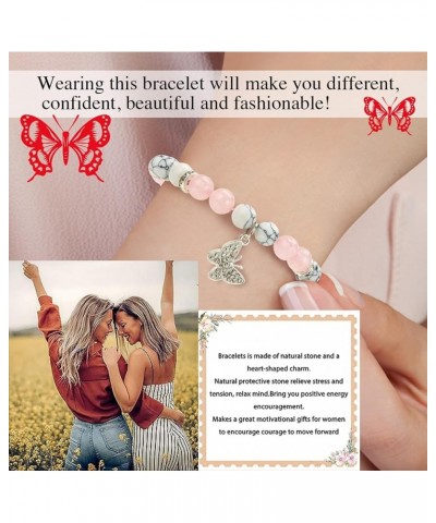 Inspirational Gifts for Women Teens Girls, Nnatural Stone Heart Bracelets，Butterfly Bracelets gifts，Unique Small Gifts for Bi...