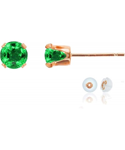 Solid 10K Gold Yellow, White or Rose Gold 5mm Round Genuine Gemstone Birthstone Stud Earrings Emerald Rose Gold $45.15 Earrings