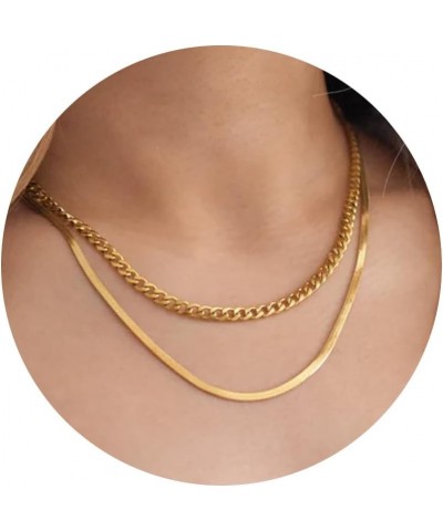 18K Plated Gold Choker Necklace for Women, Gold Figaro Chain Necklace Layered Choker Necklace for Girl Gold Dainty Necklace f...