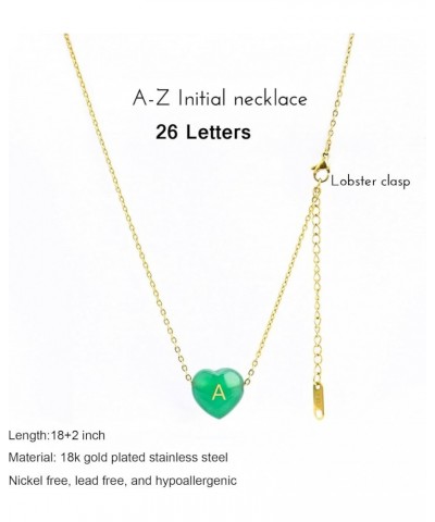 Gifts for Mom, Jade Heart Necklaces as Mothers Day Gifts for Mom from Daughter Son, Small Heart Initial Necklaces Green Jewel...