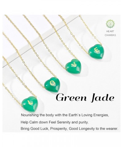 Gifts for Mom, Jade Heart Necklaces as Mothers Day Gifts for Mom from Daughter Son, Small Heart Initial Necklaces Green Jewel...