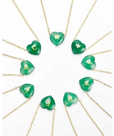 Gifts for Mom, Jade Heart Necklaces as Mothers Day Gifts for Mom from Daughter Son, Small Heart Initial Necklaces Green Jewel...