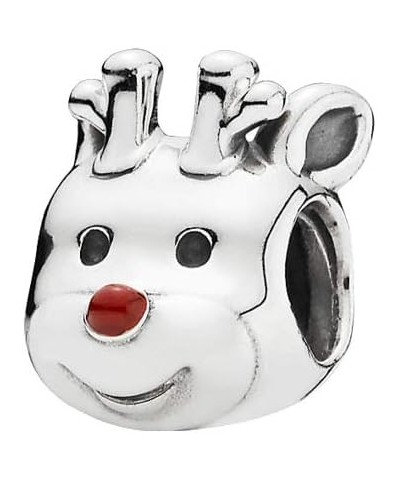 Animals Portrait Charm 925 Sterling Silver Lucky Pet Head Bead Jewelry for Women European Bracelets Red-nosed Reindeer Charm ...