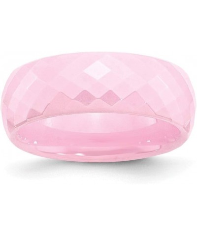 Ceramic Engravable Pink Faceted 7.5mm Polished Band Ring Size 8.5 Jewelry Gifts for Women $54.99 Rings