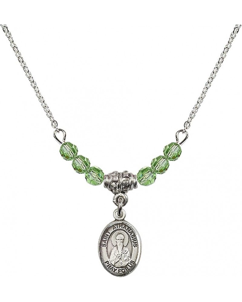 August Birth Month Bead Necklace with Catholic Patron Saint Petite Charm, 18 Inch Saint Athanasius $33.24 Necklaces