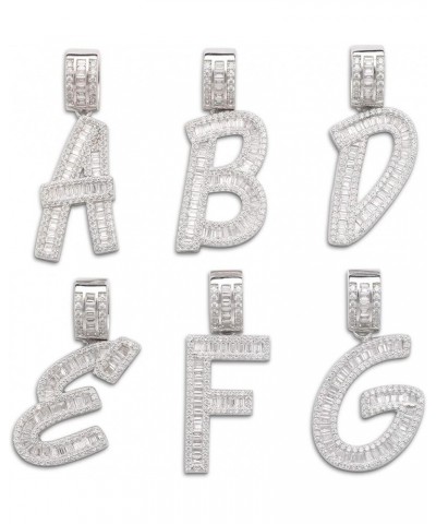 Letter Pendant in .925 Sterling Silver w. CZ Baguette Stones L $32.12 Pendants