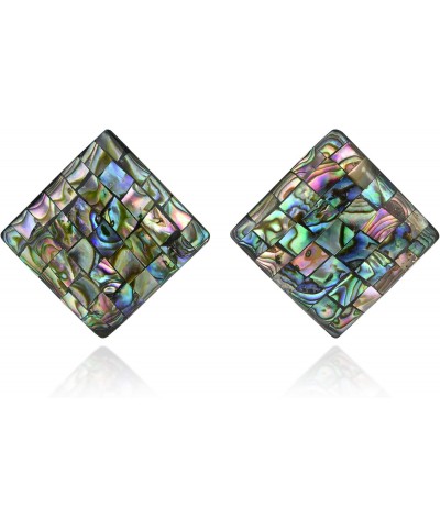 Colorful Unique Mosaic Elegant Square Shaped Mosaic of Abalone Shell Stud Pretty Classic Earrings $9.29 Earrings