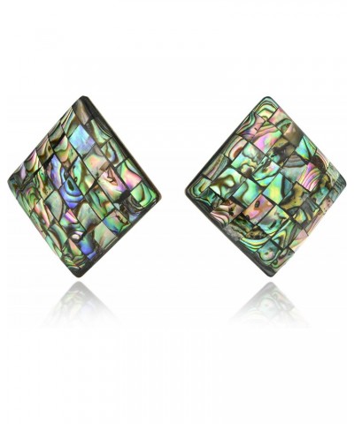 Colorful Unique Mosaic Elegant Square Shaped Mosaic of Abalone Shell Stud Pretty Classic Earrings $9.29 Earrings