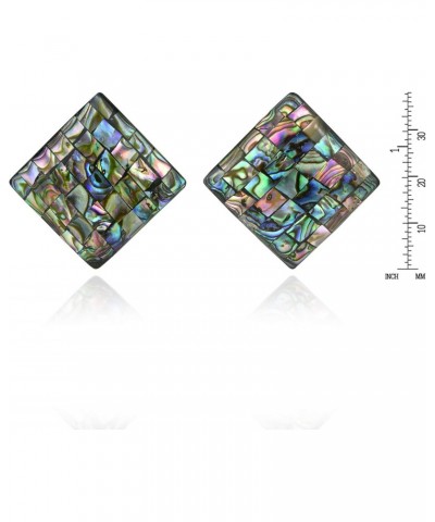 Colorful Unique Mosaic Elegant Square Shaped Mosaic of Abalone Shell Stud Pretty Classic Earrings $9.29 Earrings