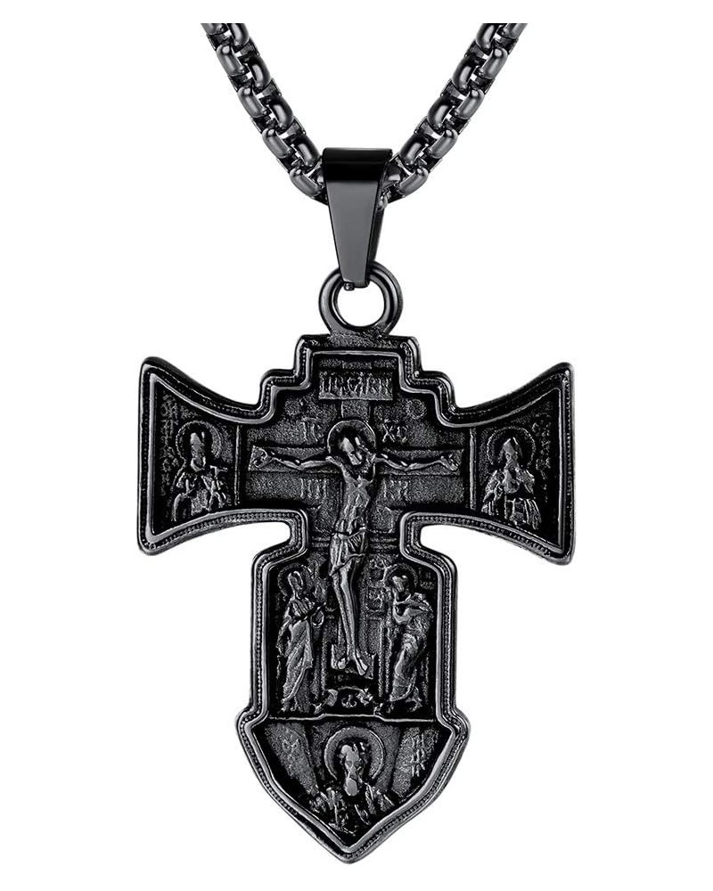 Byzantium Crucifix Cross Necklace, Christian Jewelry Vintage Stainless Steel/Gold Plated Customize Available Gift for Men/Wom...