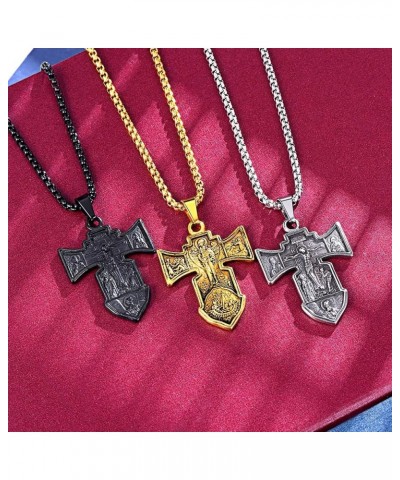 Byzantium Crucifix Cross Necklace, Christian Jewelry Vintage Stainless Steel/Gold Plated Customize Available Gift for Men/Wom...