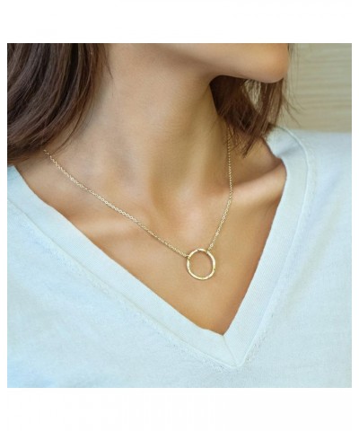 Moon Pendant Necklace, 14K Gold Plated Coin Pendant Necklace New Moon Crescent Moon Full Moon Open Circle Hammered Pendant Ne...