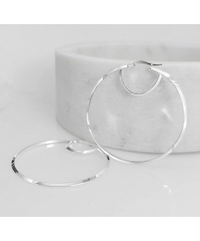 SolidSilver - 925 Sterling Silver High Polished Round Diamond-Cut Textured Triangle Tube Hoop Earrings for Women and Teen Gir...