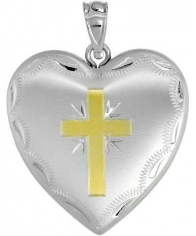 1 inch Sterling Silver Heart Locket Necklace for Women 4 Picture Gold Cross 16-20 inch With 20 inch Chain $27.01 Necklaces